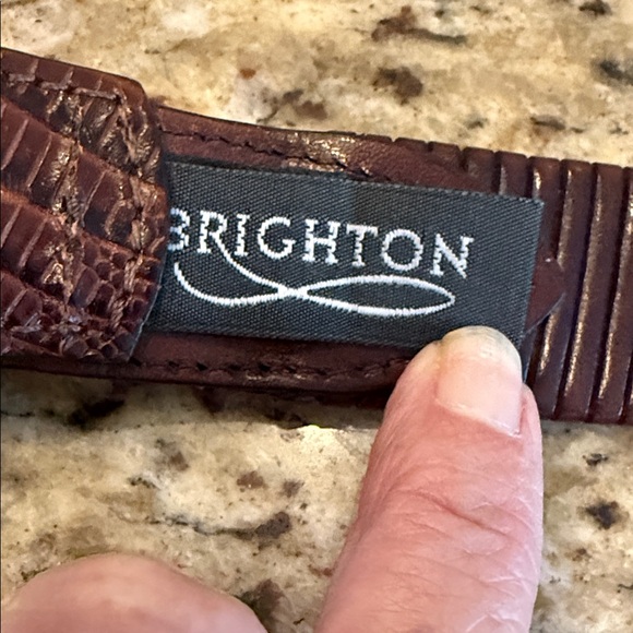 Brighton Woven Brown Leather Belt with Silver Buckle - Picture 2 of 7